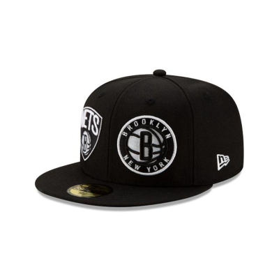 Brooklyn Nets Gorra | New Era NBA Double Hit 59fifty Fitted Cap Mexico - Negros